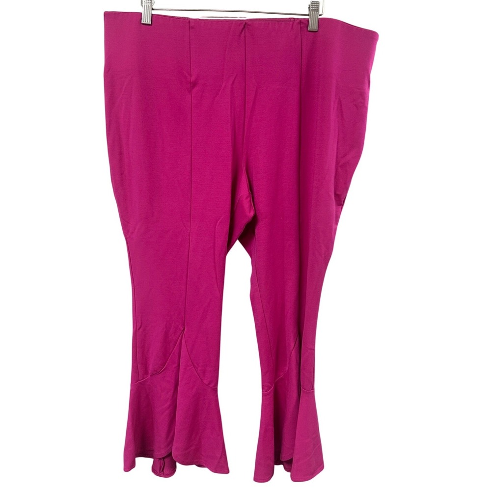 Nygard Slim 2X Petal Cropped Pants Fuchsia Pink Plus Size Pull On Flare